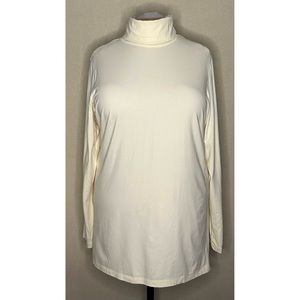 Isaac Mizrahi Ivory Cream Cotton Turtleneck Top Size 2x
